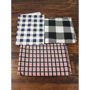 Lot of Fabric, plaid, red, white, black,‎ blue, 1lb 6oz